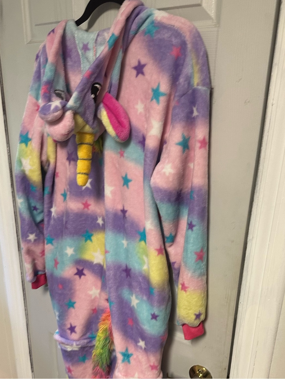 Kids Unicorn Onesie - Rainbow Star Plush Hooded One-Piece pajama / Costume